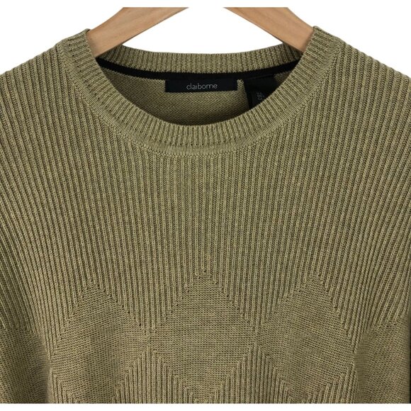 Claiborne Mens Size XL Tan Long Sleeve Ribbed Sweater 100% Cotton - Picture 4 of 11